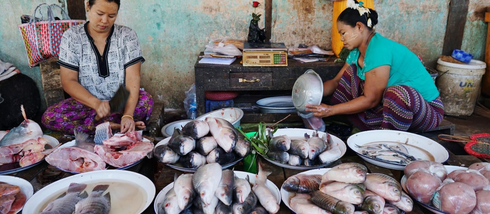Sprzedawczynie ryb na targu w Nyaung U